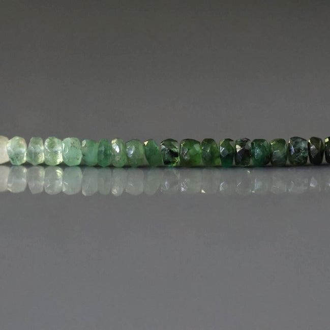 3.5mm Ombre Emerald Beads Faceted Rondelle 2” Raw Natural Emerald Genuine Gemstone Beads for DIY Jewelry Making Craft Gift