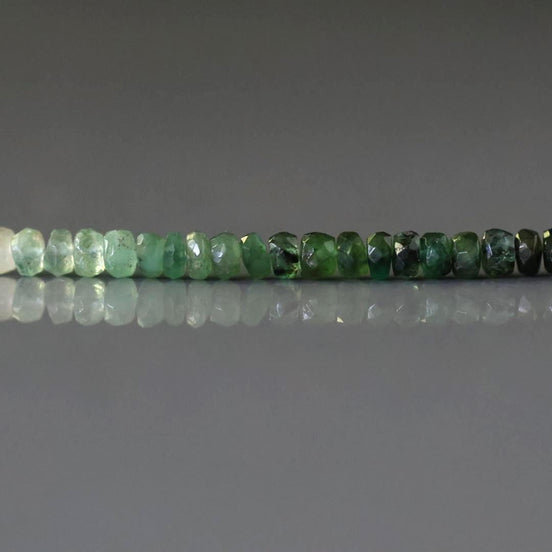 3.5mm Ombre Emerald Beads Faceted Rondelle 2” Raw Natural Emerald Genuine Gemstone Beads for DIY Jewelry Making Craft Gift