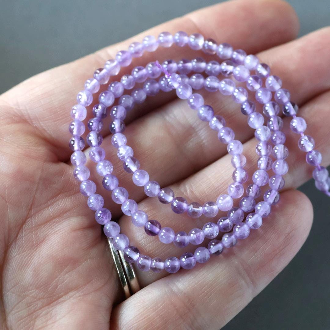 3.5mm Pink Amethyst Beads ‚Äì Smooth Round Natural Gemstone 15" Strand