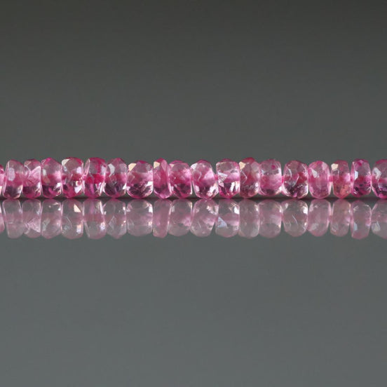 3.5mm Pink Topaz Rondelle Beads – Faceted Rondelle Natural Gemstone 6" Strand