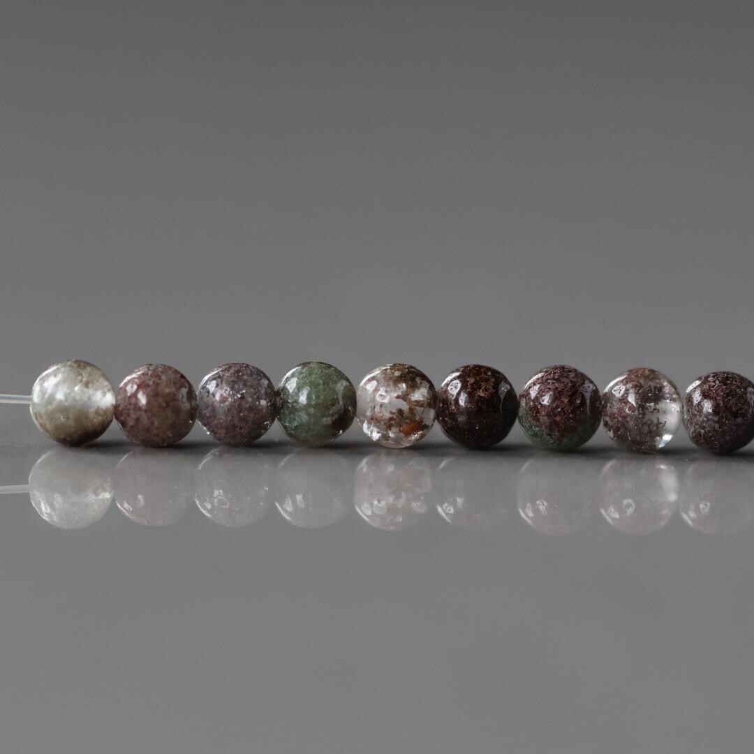 3.5mm Rare Lodolite Beads – Smooth Round Natural Gemstone - 2" Strand