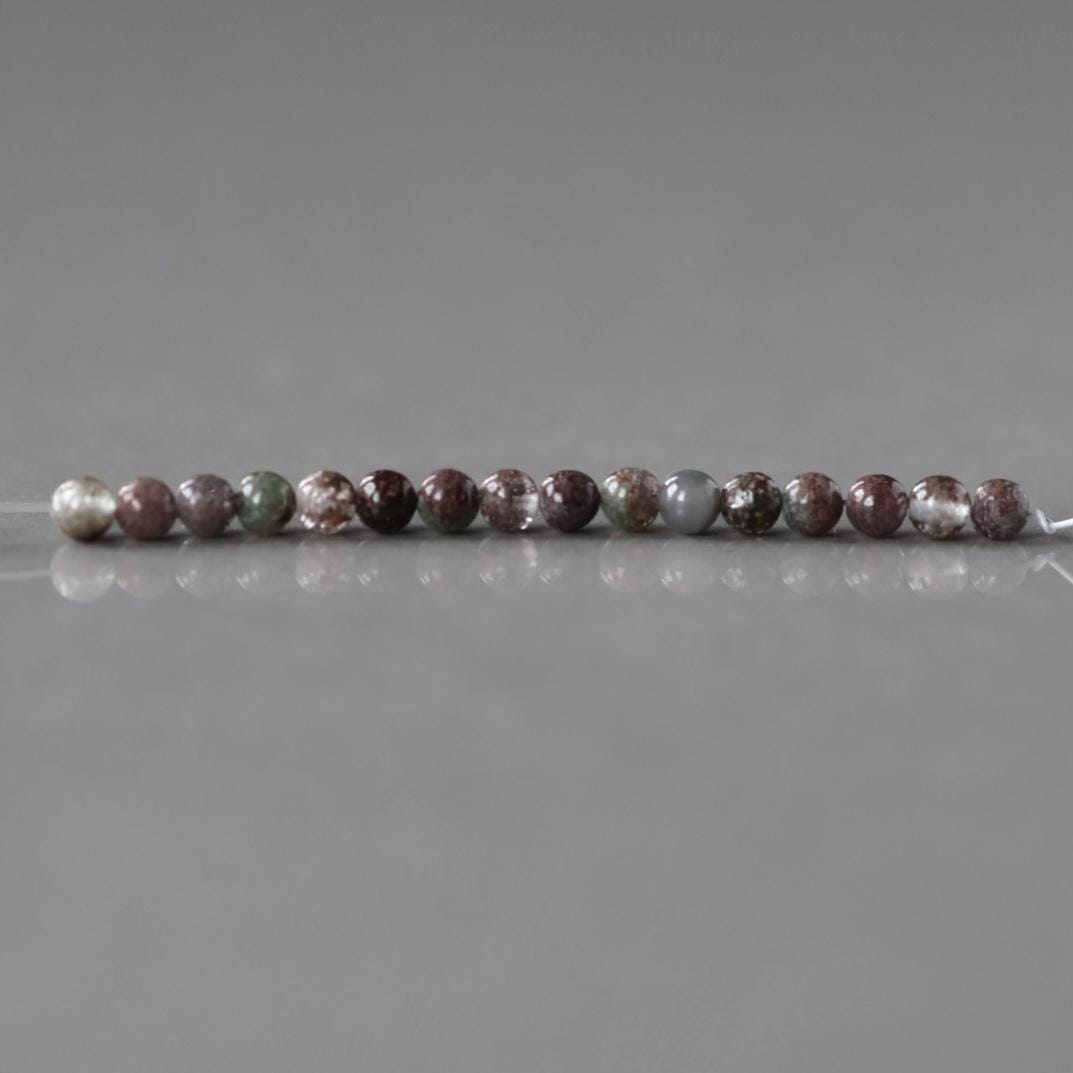 3.5mm Rare Lodolite Beads – Smooth Round Natural Gemstone - 2" Strand