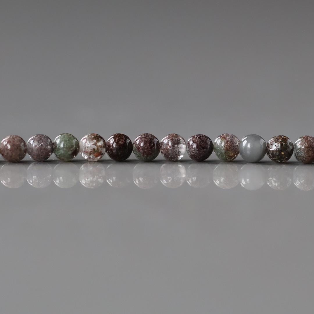 3.5mm Rare Lodolite Beads – Smooth Round Natural Gemstone - 2" Strand