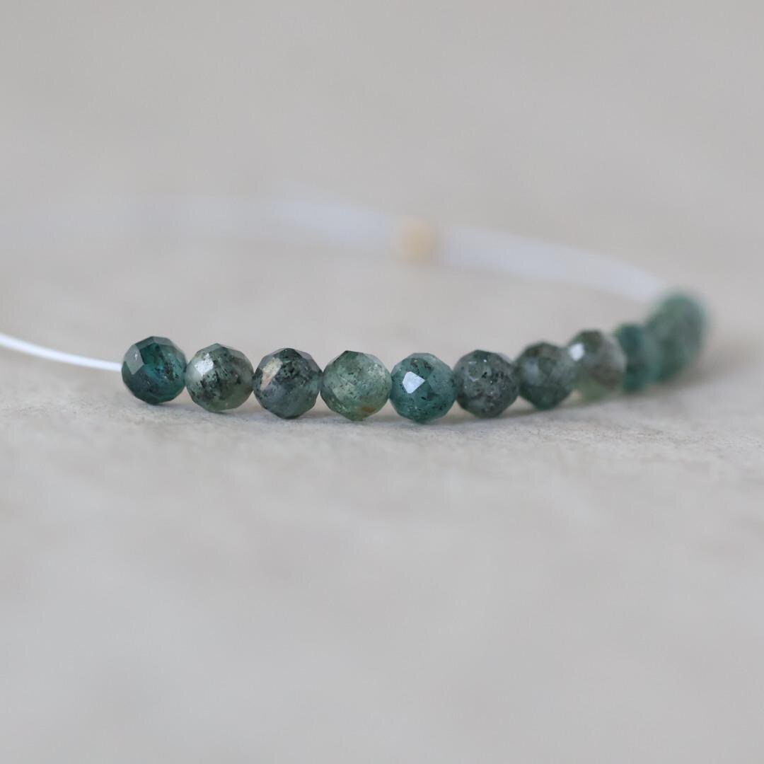 3.5mm Rare Teal Green Kyanite Beads Micro Faceted Rare Kyanite Gemstone Beads for DIY Jewelry Making