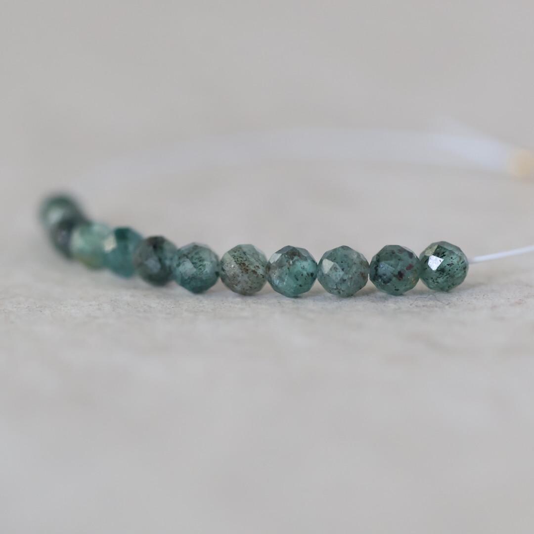 3.5mm Rare Teal Green Kyanite Beads Micro Faceted Rare Kyanite Gemstone Beads for DIY Jewelry Making
