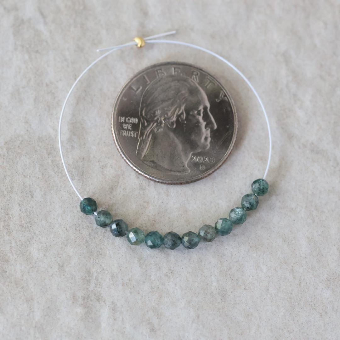3.5mm Rare Teal Green Kyanite Beads Micro Faceted Rare Kyanite Gemstone Beads for DIY Jewelry Making
