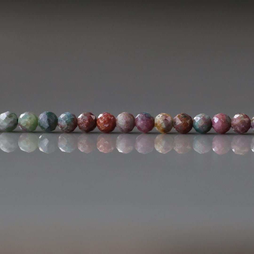 3.5mm Natural Ruby Fuchsite Micro Faceted Beads Genuine Small Colorful Beads 15" Gemstone Beads for Jewelry Making Beading Gift for Crafter