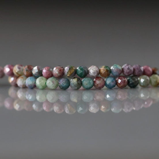 3.5mm Natural Ruby Fuchsite Micro Faceted Beads Genuine Small Colorful Beads 15" Gemstone Beads for Jewelry Making Beading Gift for Crafter
