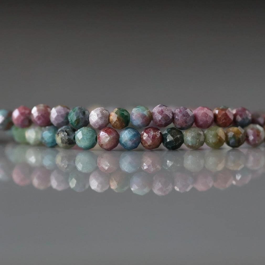 3.5mm Ruby Fuchsite Beads - Faceted Round Natural Gemstone 15" Strand