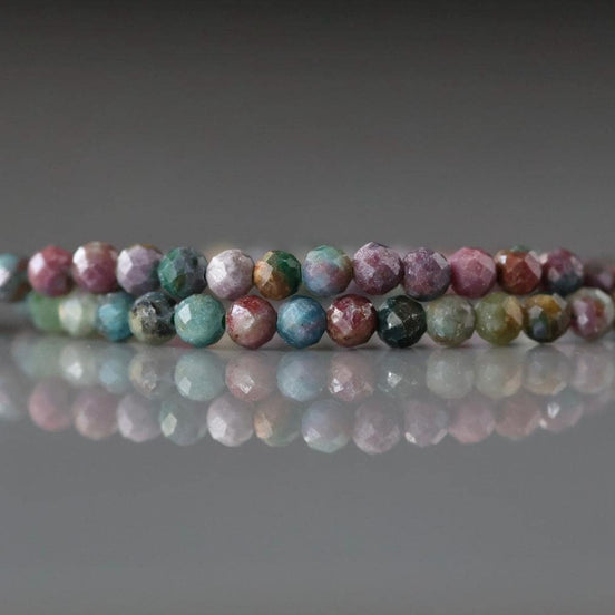 3.5mm Ruby Fuchsite Beads - Faceted Round Natural Gemstone 15" Strand