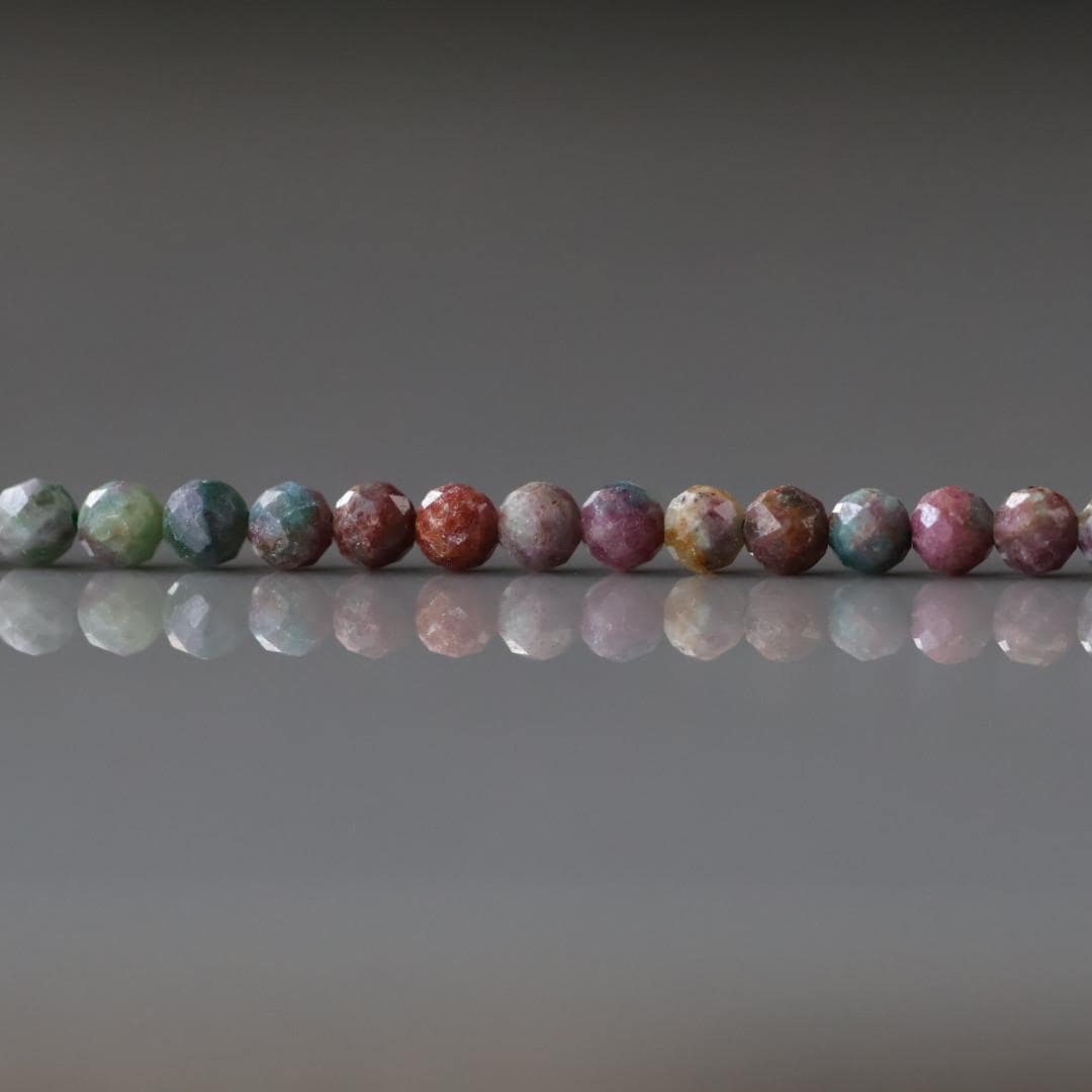 3.5mm Ruby Fuchsite Beads - Faceted Round Natural Gemstone 15" Strand