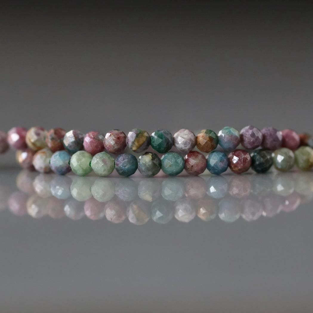 3.5mm Ruby Fuchsite Beads - Faceted Round Natural Gemstone 15" Strand