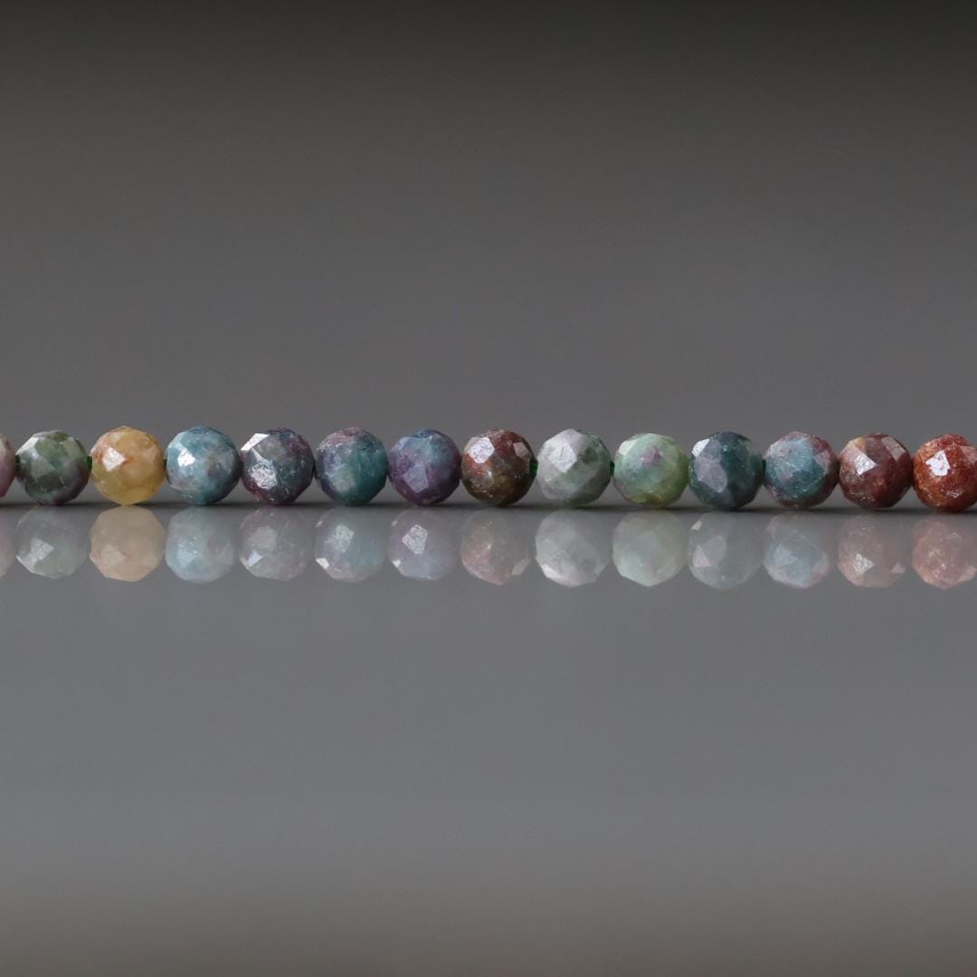 3.5mm Ruby Fuchsite Beads - Faceted Round Natural Gemstone 15" Strand
