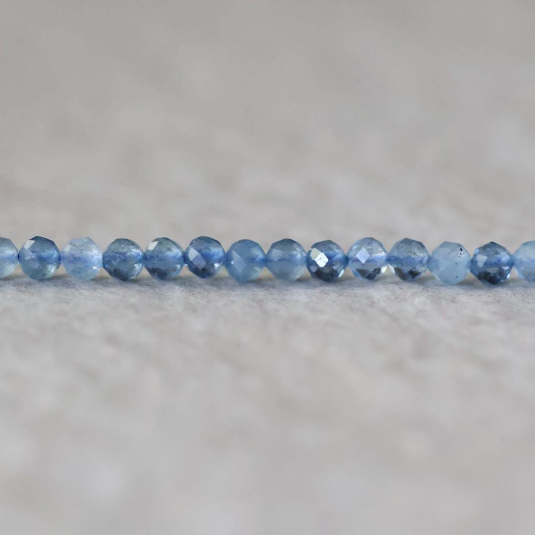 3.5mm Santa Maria Aquamarine Beads Faceted Natural Genuine Gemstone Beads for Jewelry Making Craft Gift Beads March Birthstone