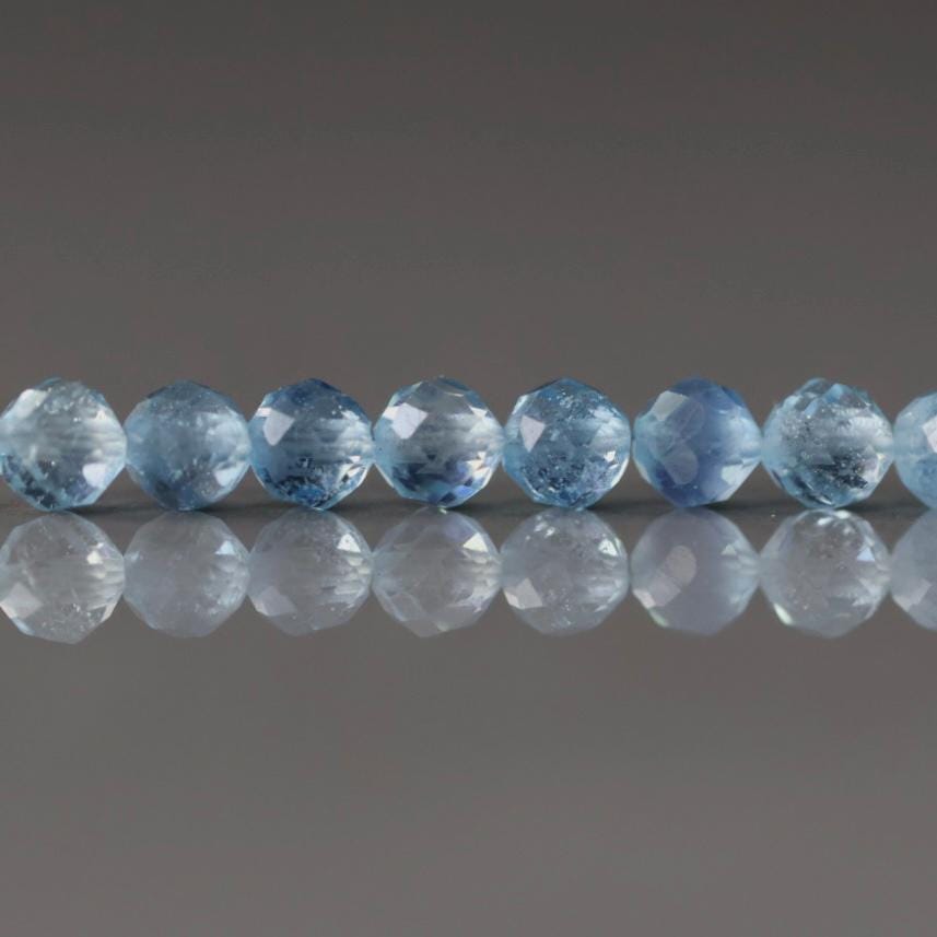 3.5mm AAA Santa Maria Aquamarine Beads Faceted 12 PCs Natural Genuine Gemstone Beads for Jewelry Making Craft Gift Beads March Birthstone