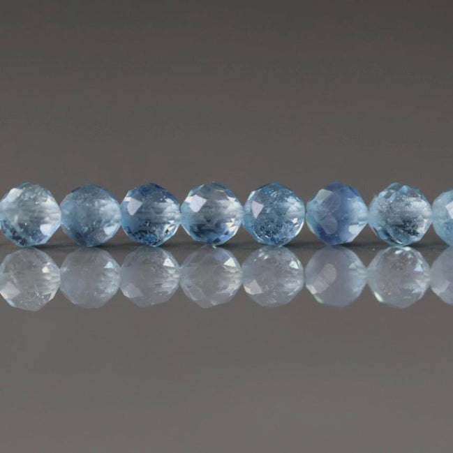 3.5mm AAA Santa Maria Aquamarine Beads Faceted 12 PCs Natural Genuine Gemstone Beads for Jewelry Making Craft Gift Beads March Birthstone