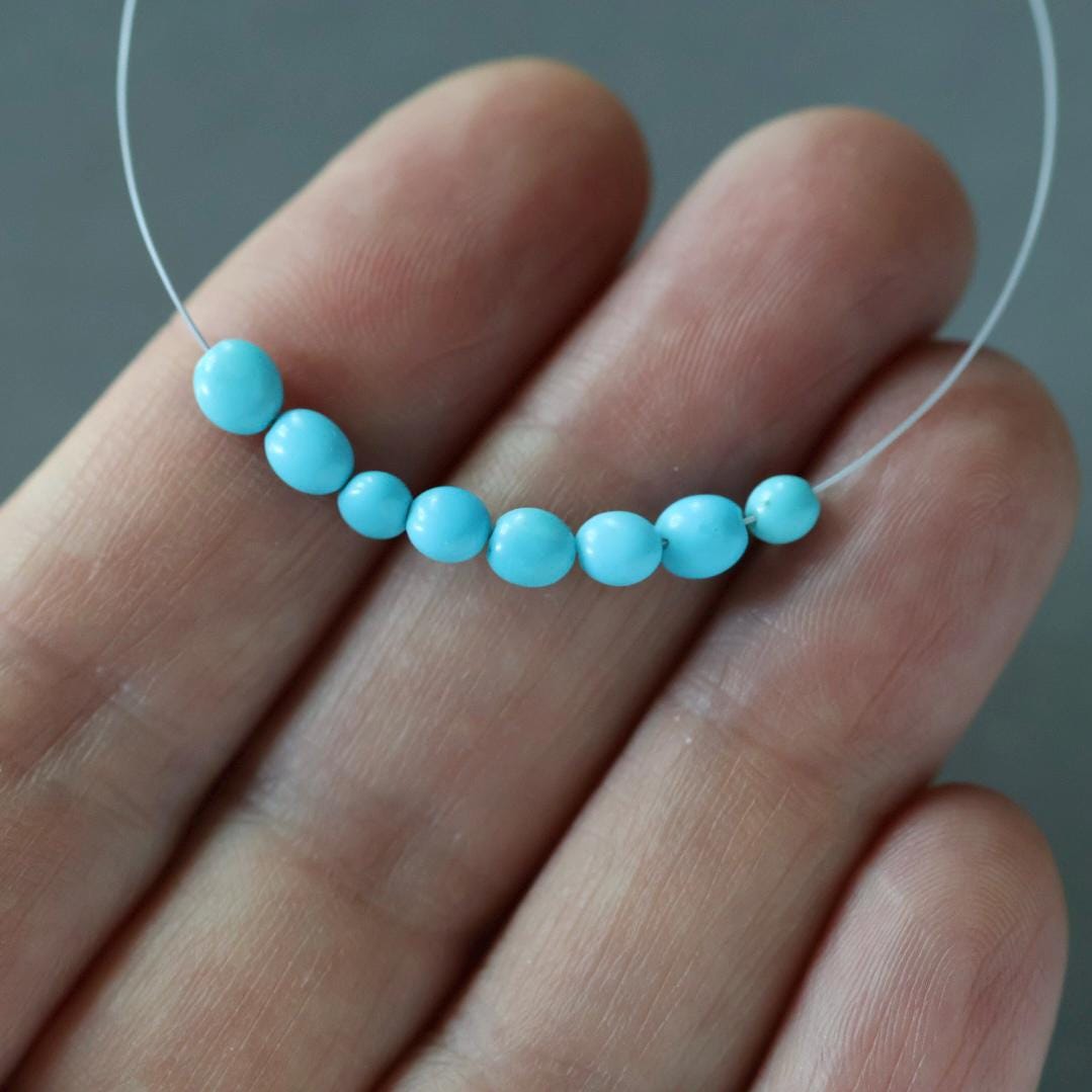 3.5mm 4.5mm Natural Sleeping Beauty Turquoise Beads Nuggets Smooth 8 Pcs Gemstone Beads DIY Jewelry Making December Birthstone