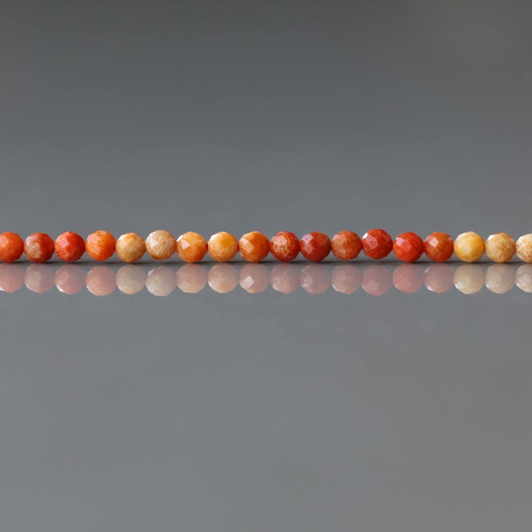 3.5mm Sponge Coral Beads ‚Äì Faceted Round Natural Gemstone 15" Strand