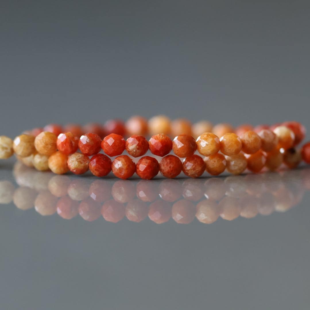 3.5mm Sponge Coral Beads ‚Äì Faceted Round Natural Gemstone 15" Strand
