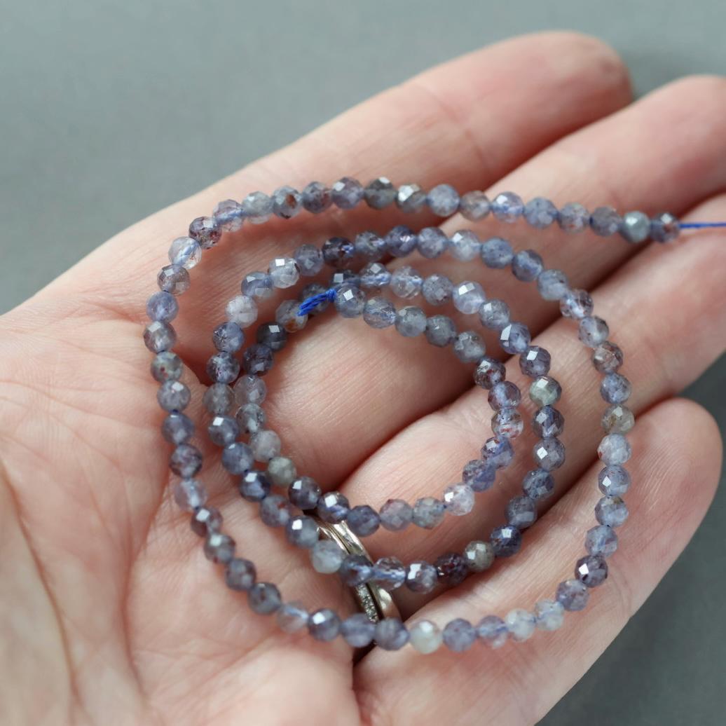 3.5mm Rare Sunstone in Iolite Micro Faceted Beads Genuine Beads 15" Sparkly Gemstone Beads Beading Crafter Gift