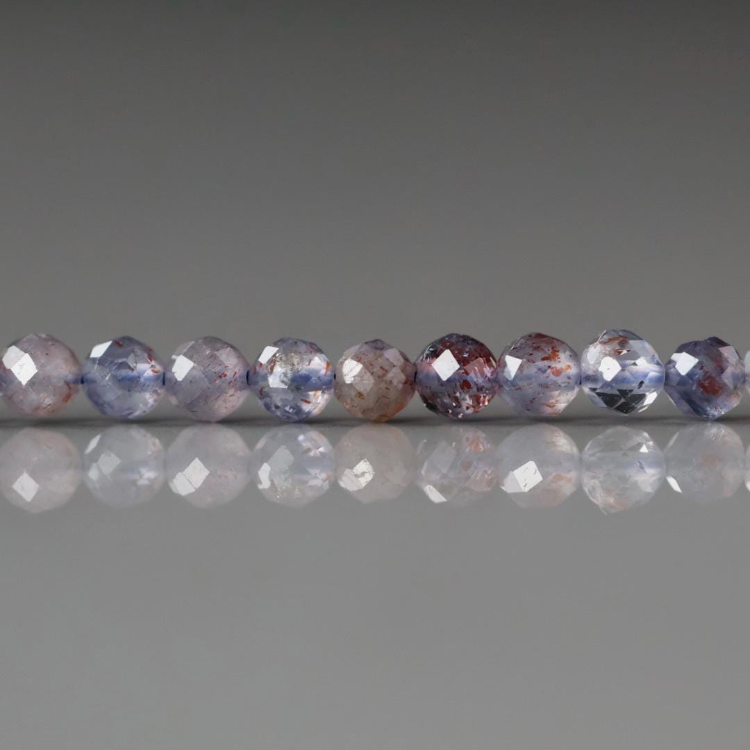 3.5mm Rare Sunstone in Iolite Micro Faceted Beads Genuine Beads 15" Sparkly Gemstone Beads Beading Crafter Gift
