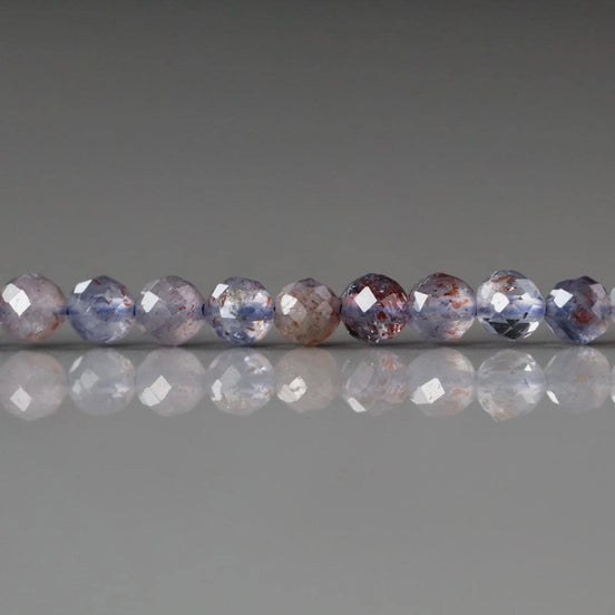 3.5mm Sunstone in Iolite Beads – Rare Faceted Round Natural Gemstone 15" Strand