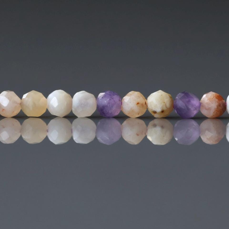 3.5mm Tiffany Stone (Bertrandite) Beads ‚Äì Faceted Round Natural Gemstone 15" Strand