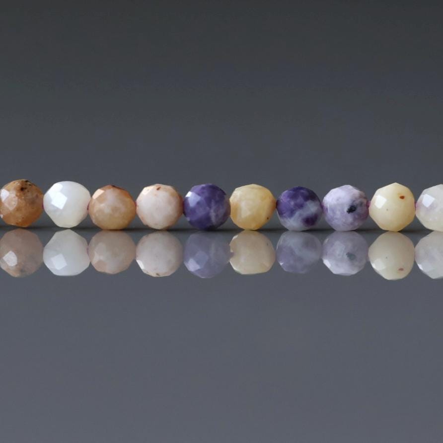 3.5mm Tiffany Stone (Bertrandite) Beads ‚Äì Faceted Round Natural Gemstone 15" Strand