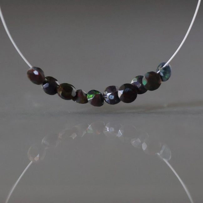 Tiny 3.5mm Black Ethiopian Opal Beads Diamond Cut Lozenge Beads Faceted Buttons Natural Welo Opal DIY Jewelry Making Earrings Necklace