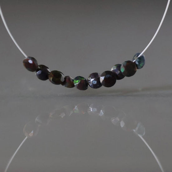 Tiny 3.5mm Black Ethiopian Opal Beads Diamond Cut Lozenge Beads Faceted Buttons Natural Welo Opal DIY Jewelry Making Earrings Necklace