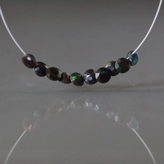 3.5mm Tiny Black Ethiopian Opal Button Beads – Faceted Natural Gemstone