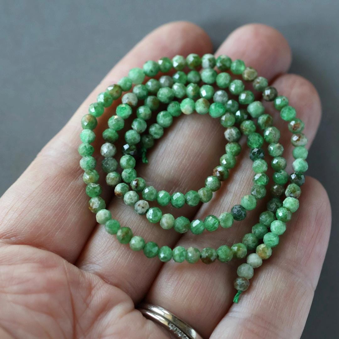3.5mm Tsavorite Garnet Beads ‚Äì Faceted Round Natural Gemstone 15" Strand
