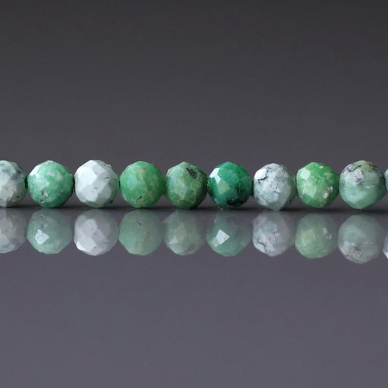 3.5mm Variscite Micro Faceted Beads 15" Green Rare Gemstone Beads for Jewelry Making Beading Gift Crafter