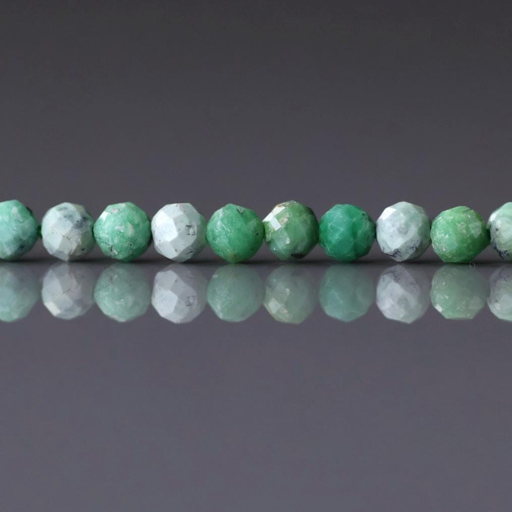 3.5mm Variscite Micro Faceted Beads 15" Green Rare Gemstone Beads for Jewelry Making Beading Gift Crafter