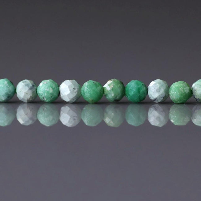 3.5mm Variscite Micro Faceted Beads 15" Green Rare Gemstone Beads for Jewelry Making Beading Gift Crafter