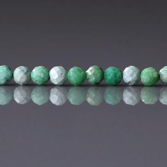 3.5mm Variscite Micro Faceted Beads 15" Green Rare Gemstone Beads for Jewelry Making Beading Gift Crafter