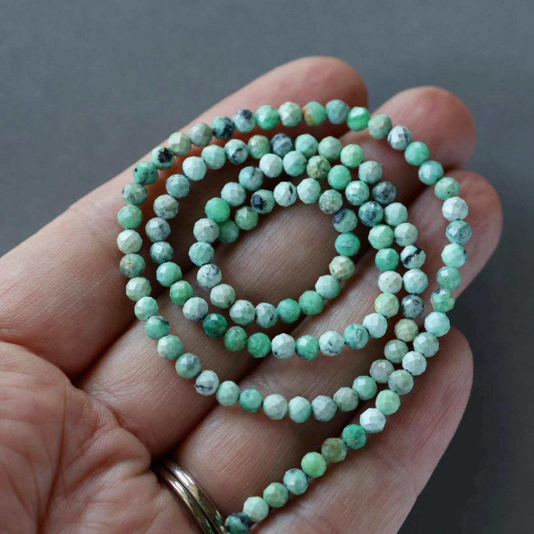 3.5mm Variscite Beads ‚Äì Faceted Round Natural Gemstone 15" Strand