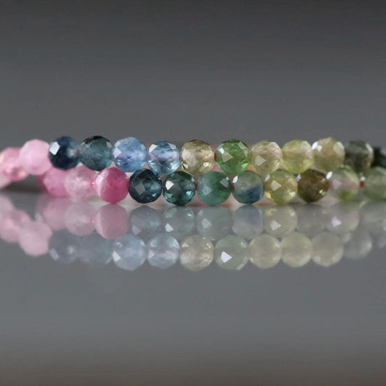 3.5mm AAA Watermelon Tourmaline Faceted Beads 15" Transparent Rainbow Gemstone Beads Jewelry Making Beading Gift Crafter October Birthstone