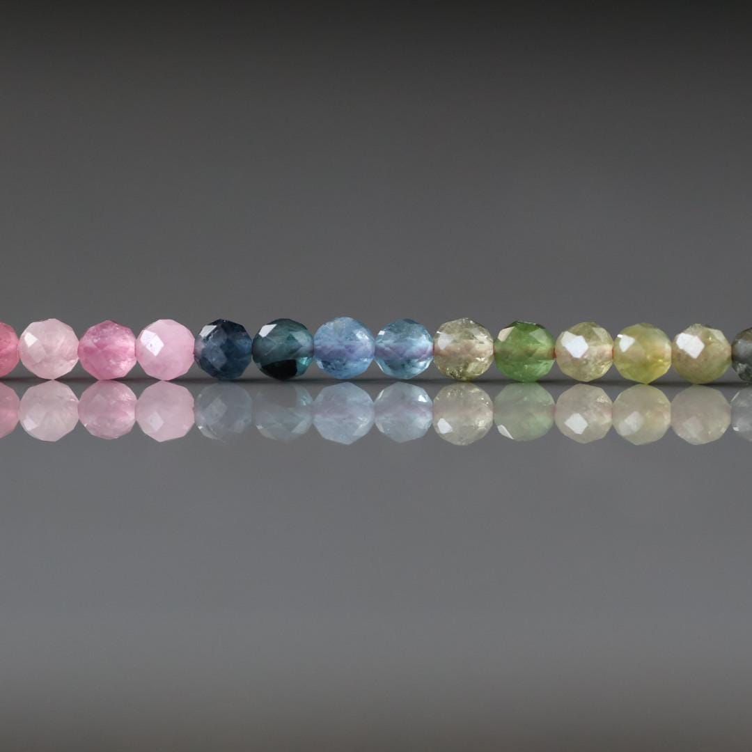 3.5mm AAA Watermelon Tourmaline Faceted Beads 15" Transparent Rainbow Gemstone Beads Jewelry Making Beading Gift Crafter October Birthstone