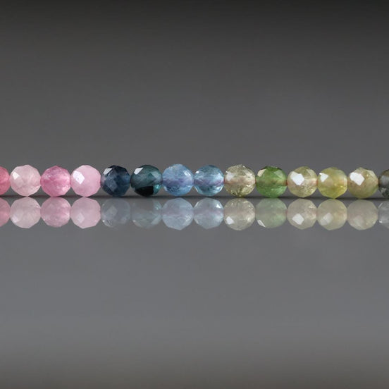 3.5mm AAA Watermelon Tourmaline Faceted Beads 15" Transparent Rainbow Gemstone Beads Jewelry Making Beading Gift Crafter October Birthstone