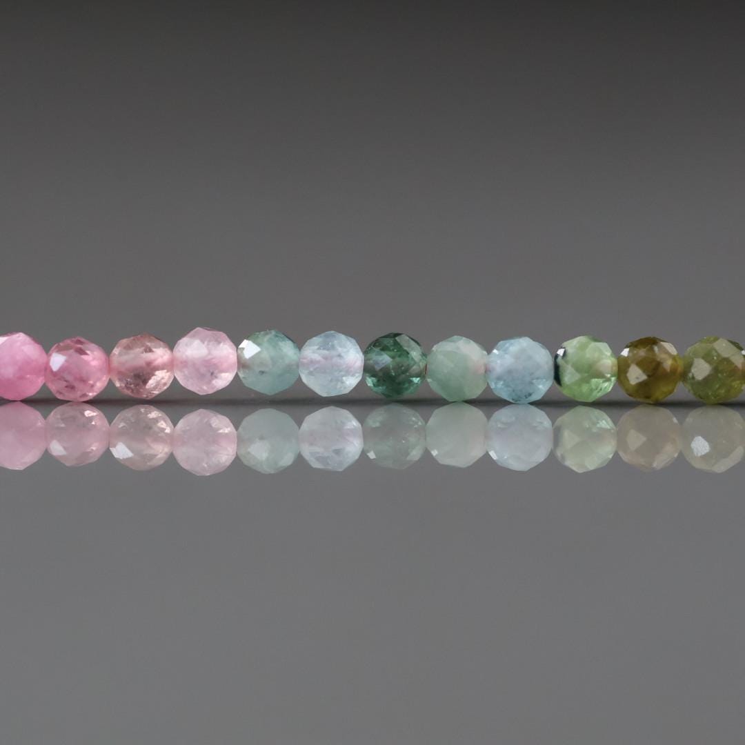 3.5mm AAA Watermelon Tourmaline Faceted Beads 15" Transparent Rainbow Gemstone Beads Jewelry Making Beading Gift Crafter October Birthstone