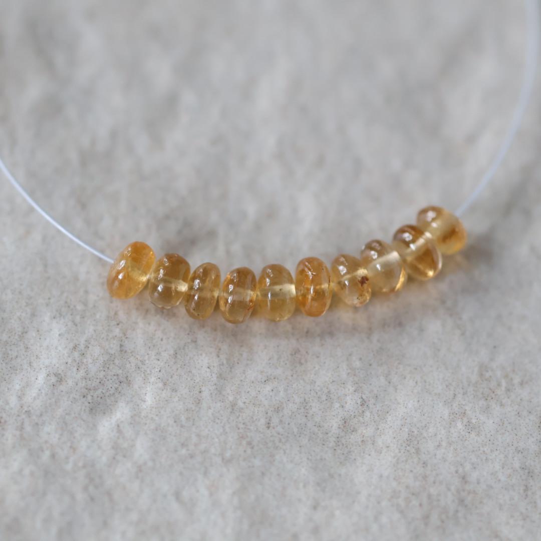 3.5mm Yellow Tourmaline Smooth Rondelle Beads 6 PCs Sunshine Yellow Genuine Gemstone Beads DIY Jewelry Making Gift October Birthstone