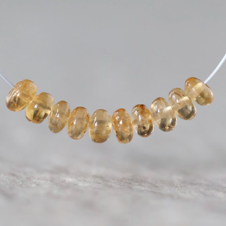 3.5mm Yellow Tourmaline Smooth Rondelle Beads 6 PCs Sunshine Yellow Genuine Gemstone Beads DIY Jewelry Making Gift October Birthstone
