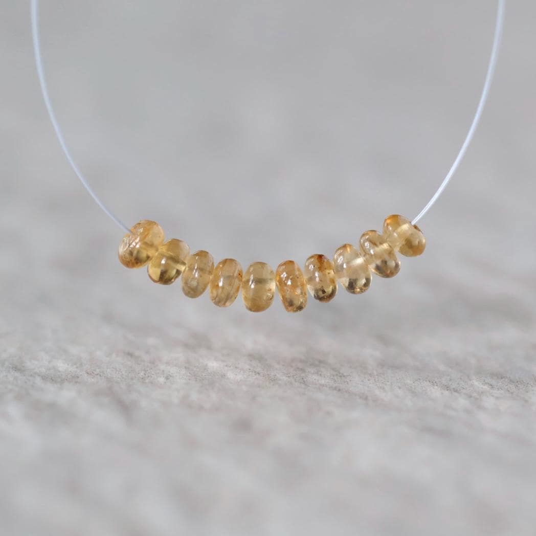 3.5mm Yellow Tourmaline Smooth Rondelle Beads 6 PCs Sunshine Yellow Genuine Gemstone Beads DIY Jewelry Making Gift October Birthstone