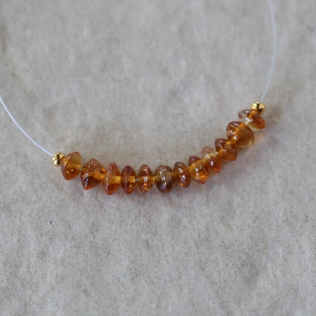 3.8-4mm AAA Madeira Citrine Beads Smooth Rondelle German Cut Natural Gemstone for DIY Jewelry Making