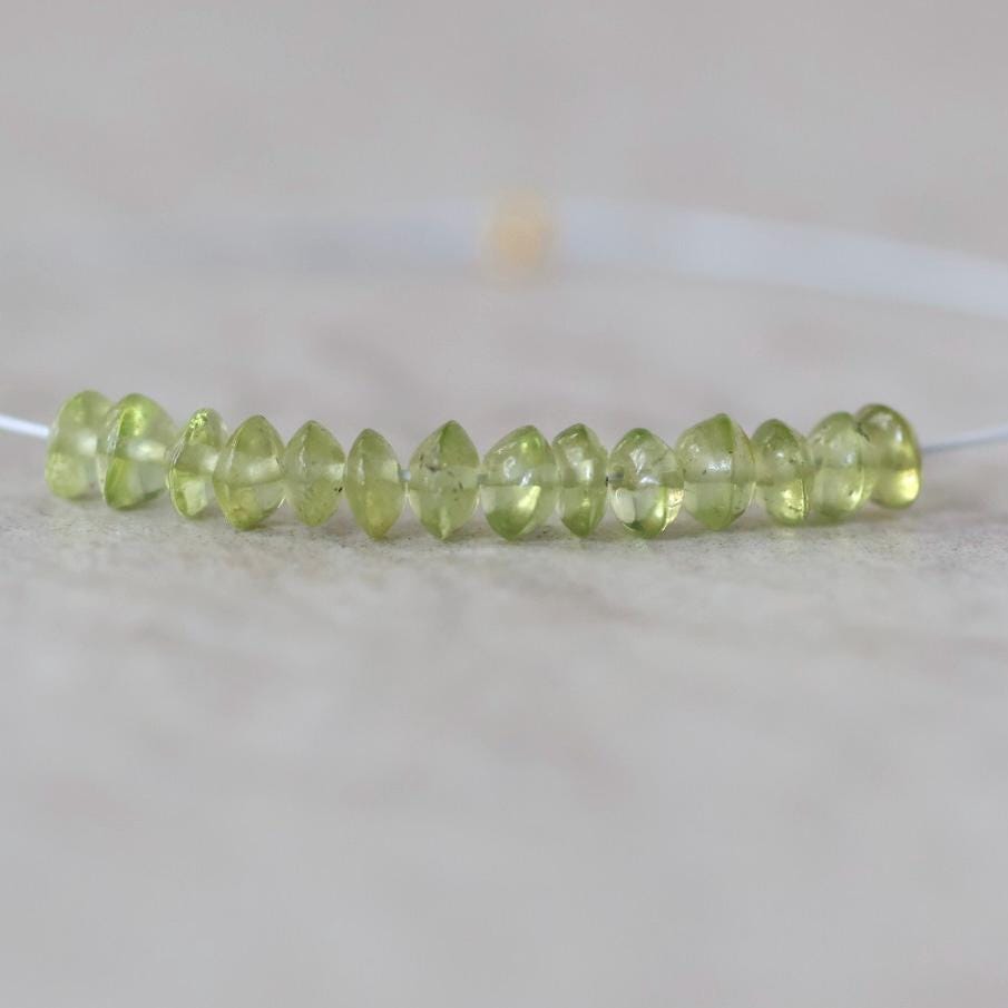 3mm 3.5mm AAA Peridot Rondelle Beads Smooth German Cut Nuggets 1” Natural Green Gemstone for DIY Jewelry Making