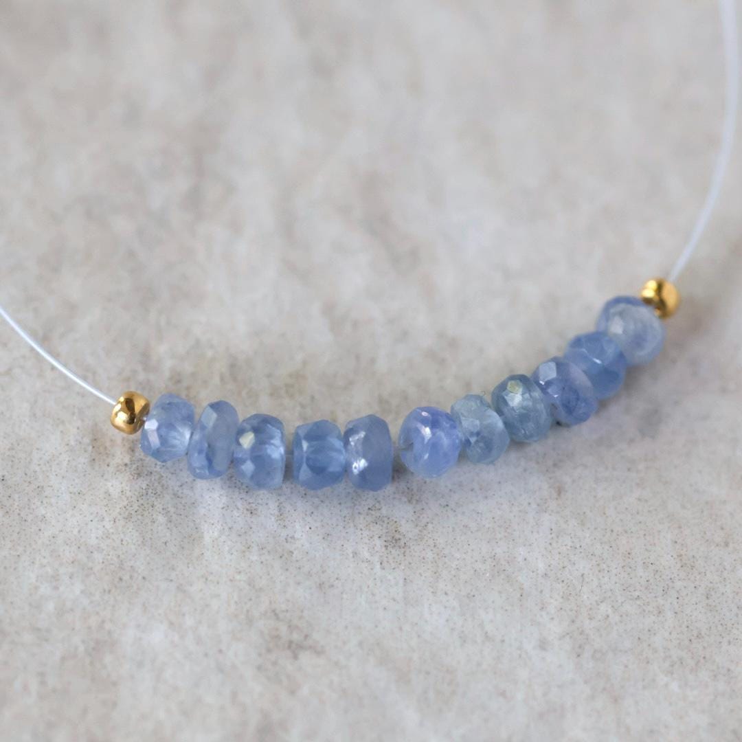 3.5-4mm Natural Burmese Blue Sapphire Beads Faceted Rondelle 1” Genuine Gemstone Beads for DIY Jewelry Making Supplies