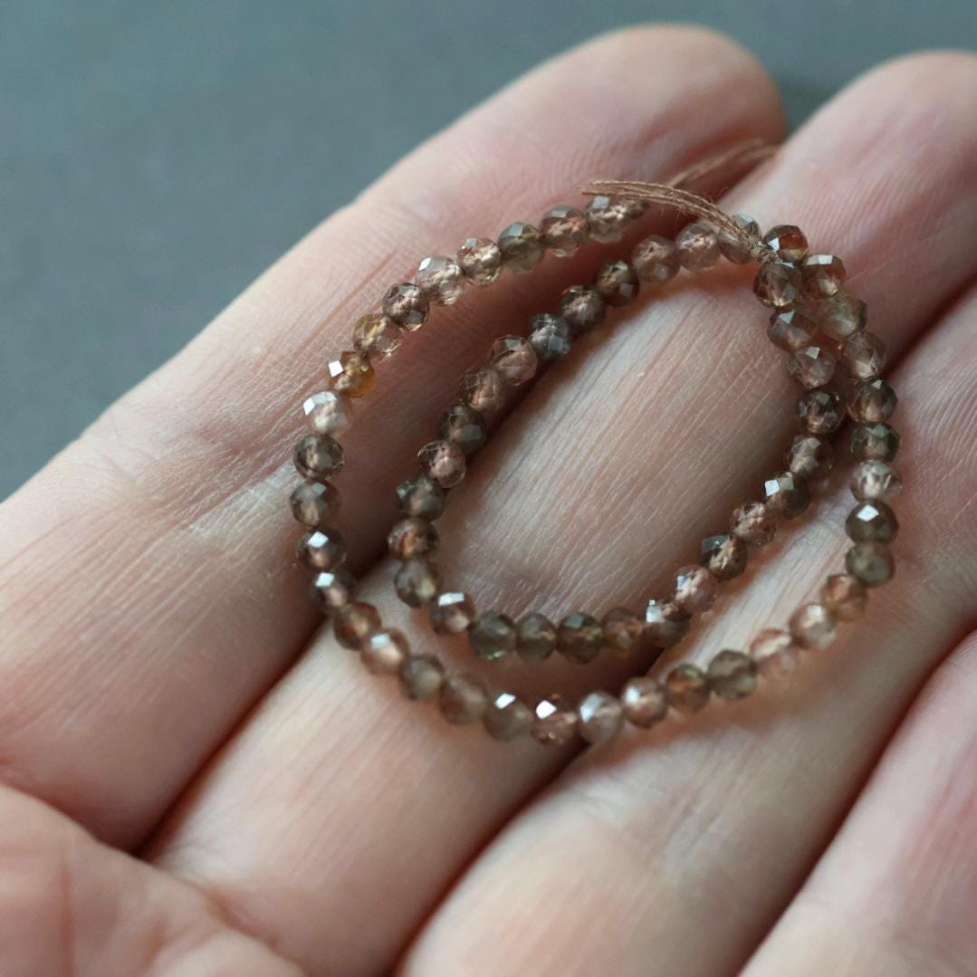 3mm AAA Andalusite Beads - Faceted Round Natural Gemstone 6" Strand