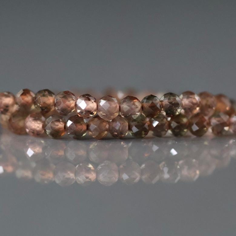 3mm AAA Andalusite Beads - Faceted Round Natural Gemstone 6" Strand