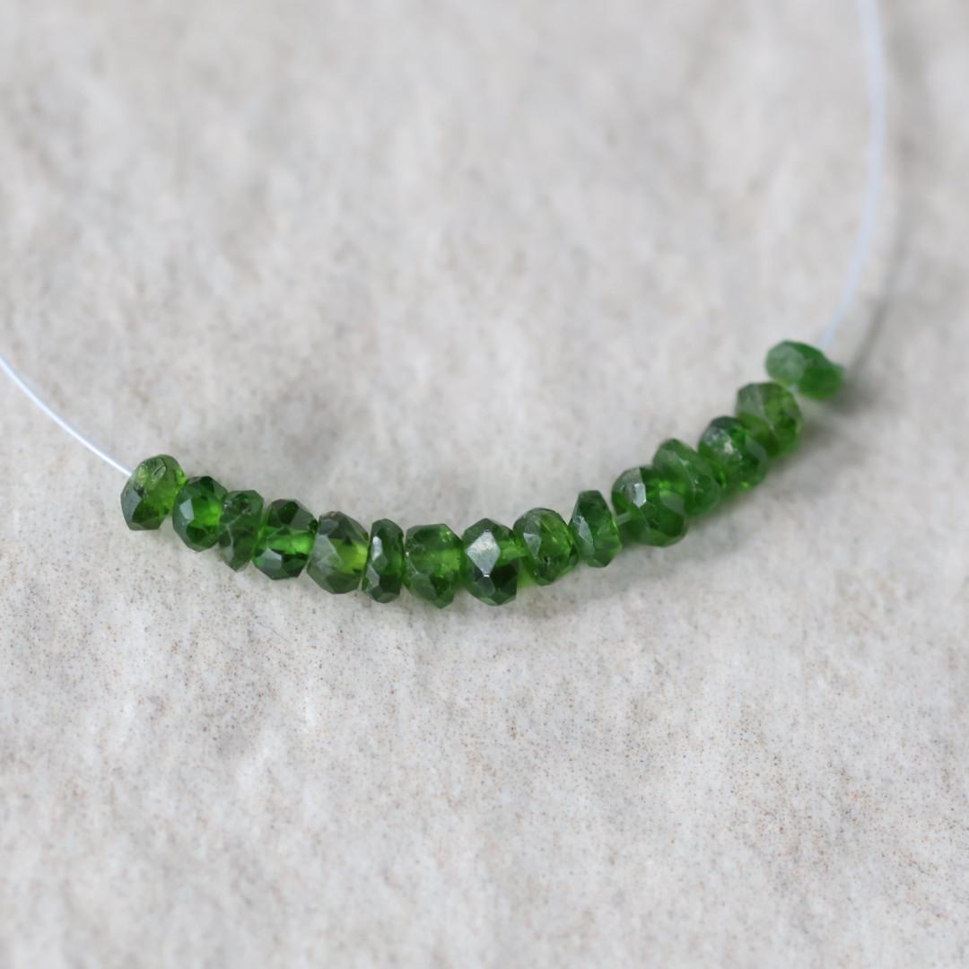3mm AAA Chrome Green Tourmaline Smooth Rondelle Beads 1” Gem Quality Natural Gemstone for DIY Jewelry Making
